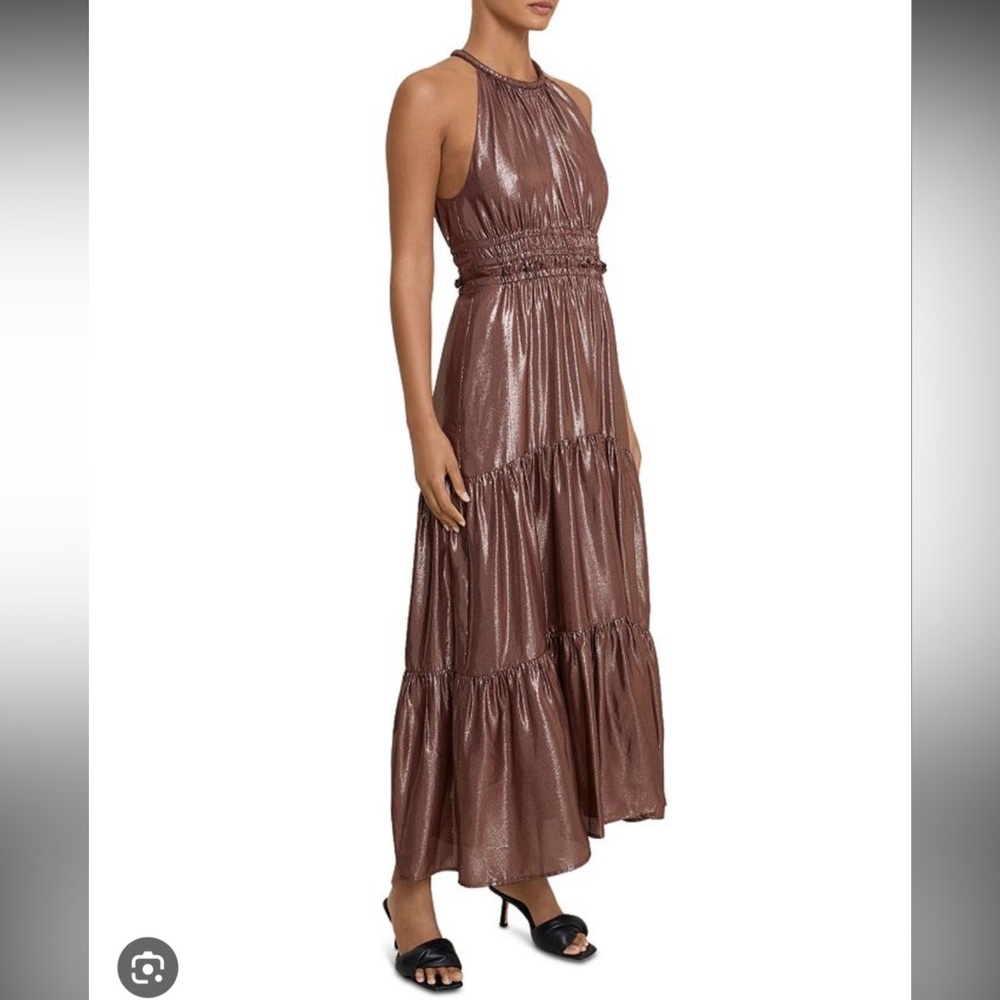 A.L.C. Silk Elara Metallic Halter Dress